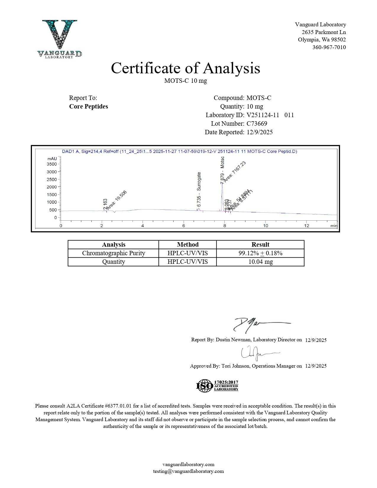 MOTS-C (10mg) 2 MOTS C 10mg COA